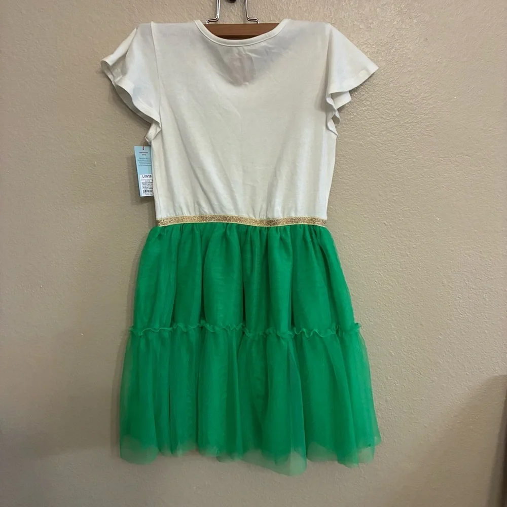 Cat & Jack Girls' St.Patrick’s Day Tiered Tulle Short Sleeve Dress Size L 10/12